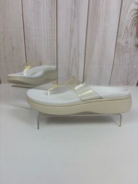 Vionic Luminous Platform Wedge Thong Sandals Clear Strap Comfort Shoe White 8.5